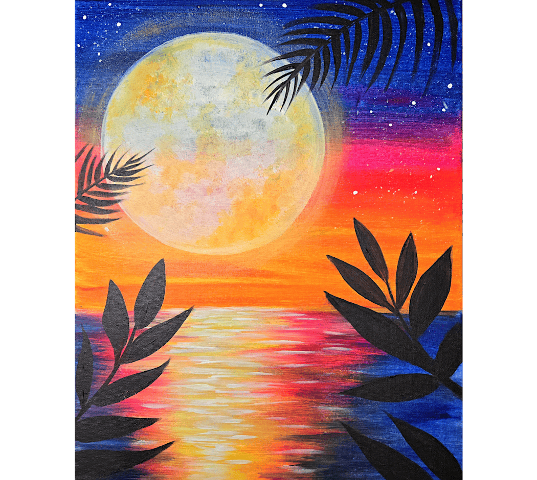 Moonlit Palms Paint and Sip Class 1
